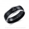 Bague Alliance Titane PLaquage Ionique Noir Argenté Noir Homme Femme Franc Maçon Maçonnerie Masonic bobijoo