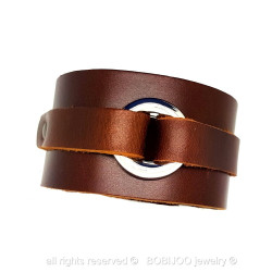BR0067 BOBIJOO Jewelry Bracelet de Force Brown Leather Steel
