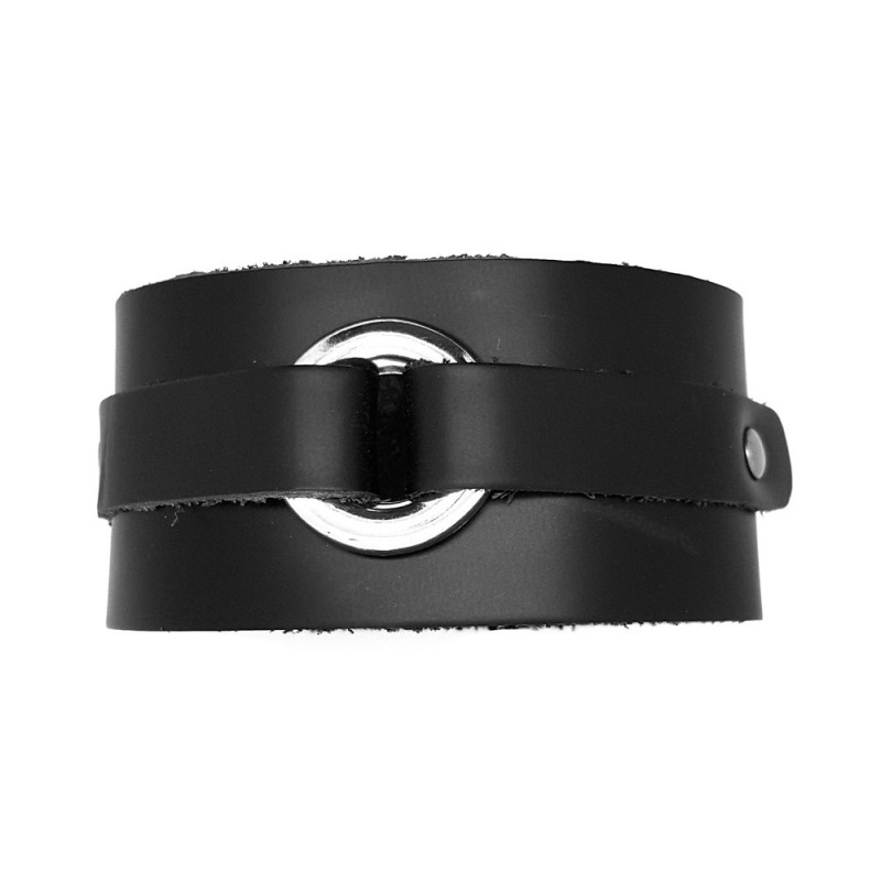 BR0068 BOBIJOO Jewelry Bracciale de Force in Pelle Nera in Acciaio