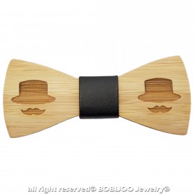 NP0040 BOBIJOO Jewelry Nodo De La Mariposa De Madera De Bambú Bigote, Sombrero