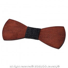 NP0042 BOBIJOO Jewelry Bow Tie Dark Wood, Stained In Matte Black Jeans