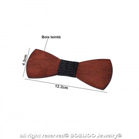 NP0042 BOBIJOO Jewelry Bow Tie Dark Wood, Stained In Matte Black Jeans