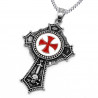 PE0075 BOBIJOO Jewelry Anhänger Edelstahl Templar Kreuz Pattée Rot