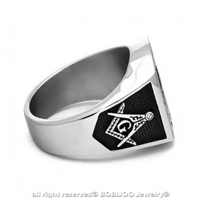 BA0158 BOBIJOO Jewelry Signet Ring Freemason Templar Templi Signum Militi Red