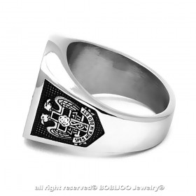 BA0158 BOBIJOO Jewelry Siegelring Ring Freimaurer Tempelritter Templi Signum Militi Rot