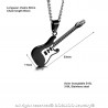 Pendentif Guitare Electrique Rock Acier Or Noir Argent + Chaîne bobijoo