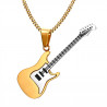 PE0151 BOBIJOO Jewelry Anhänger E-Gitarre Rock Stahl Gold Schwarz Silber + Kette