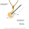 PE0151 BOBIJOO Jewelry Ciondolo Chitarra Elettrica Rock In Acciaio Nero Oro Argento + Catena