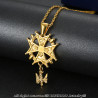 Pendentif Croix Huguenote Protestant Sud Acier Or + Chaîne bobijoo