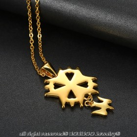 PE0155 BOBIJOO Jewelry Anhänger Kreuz Huguenote Protestantischen Süden Stahl-Gold + Kette