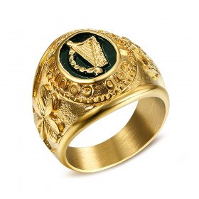 BA0265 BOBIJOO Jewelry El Anillo De Sellar El Hombre Irlanda Arpa Shamrock Broche De Tara