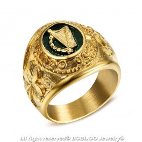 BA0265 BOBIJOO Jewelry Anello Uomo In Irlanda Arpa Shamrock Spilla Di Tara