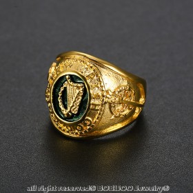 BA0265 BOBIJOO Jewelry Siegelring Ring Mann Irland Harfe, Kleeblatt-Brosche Tara