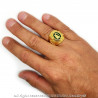 BA0265 BOBIJOO Jewelry Siegelring Ring Mann Irland Harfe, Kleeblatt-Brosche Tara