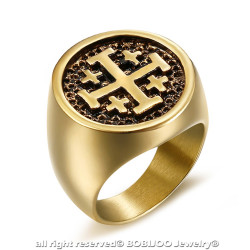 BA0266 BOBIJOO Jewelry Anello Uomo Templari, Ordine Del Tempio Di Gerusalemme