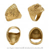 BA0267 BOBIJOO Jewelry Signet Ring Man Indian Head Gold-Plated Steel