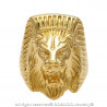 Chevalière Bague Homme Tête de Lion Pharaon Acier Or bobijoo