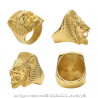 Chevalière Bague Homme Tête de Lion Pharaon Acier Or bobijoo