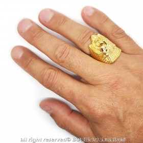 BA0268 BOBIJOO Jewelry El Anillo de sellar el Hombre de cabeza de León Faraón de Acero de Oro