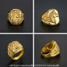 BA0270 BOBIJOO Jewelry Signet Ring Man of the Horse Head Steel Gold Cross