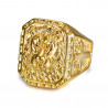 BA0271 BOBIJOO Jewelry Signet Ring Man of Lion-headed Steel Gold Cross