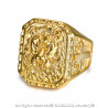 BA0271 BOBIJOO Jewelry Signet Ring Man of Lion-headed Steel Gold Cross