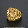 BA0271 BOBIJOO Jewelry Signet Ring Man of Lion-headed Steel Gold Cross