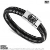 BR0260 BOBIJOO Jewelry Armband-Mann-Echtes Leder-Schwarz-Stahl 316L nach Wahl