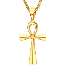 PEF0048 BOBIJOO Jewelry Anhänger Kreuz des Lebens Lady Stahl Gold nach Wahl + Kette