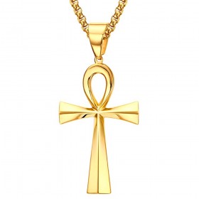 PEF0048 BOBIJOO JEWELRY Anhänger Kreuz des Lebens Ankh Edelstahl Gold Silber nach Wahl