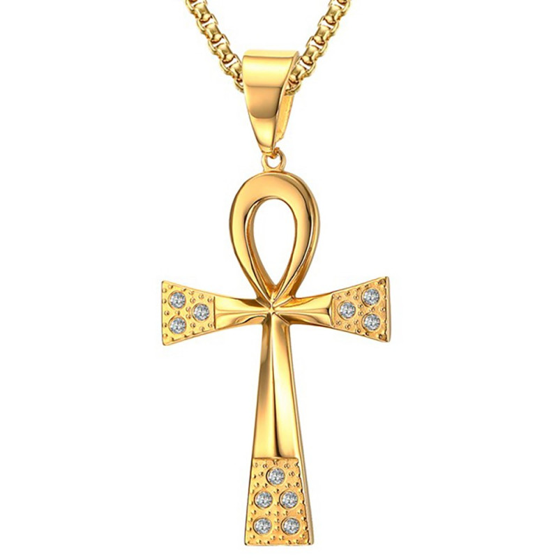 PEF0048 BOBIJOO JEWELRY Anhänger Kreuz des Lebens Ankh Edelstahl Gold Silber nach Wahl