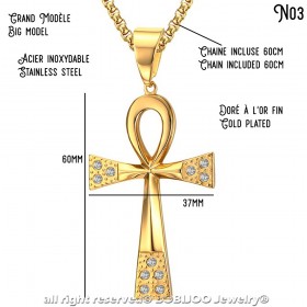 PEF0048 BOBIJOO JEWELRY Pendant Cross of Life Ankh Stainless Steel Gold Silver of your choice