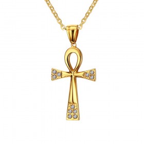 Pendentif Croix de Vie Ankh Acier inoxydable Or Argent au choix bobijoo
