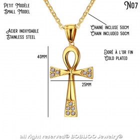 Pendentif Croix de Vie Ankh Acier inoxydable Or Argent au choix bobijoo