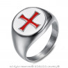 BA0132 BOBIJOO Jewelry Ring Signet Red Cross Pattée BlancTemplier