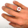 BA0132 BOBIJOO Jewelry Ring Signet Red Cross Pattée BlancTemplier