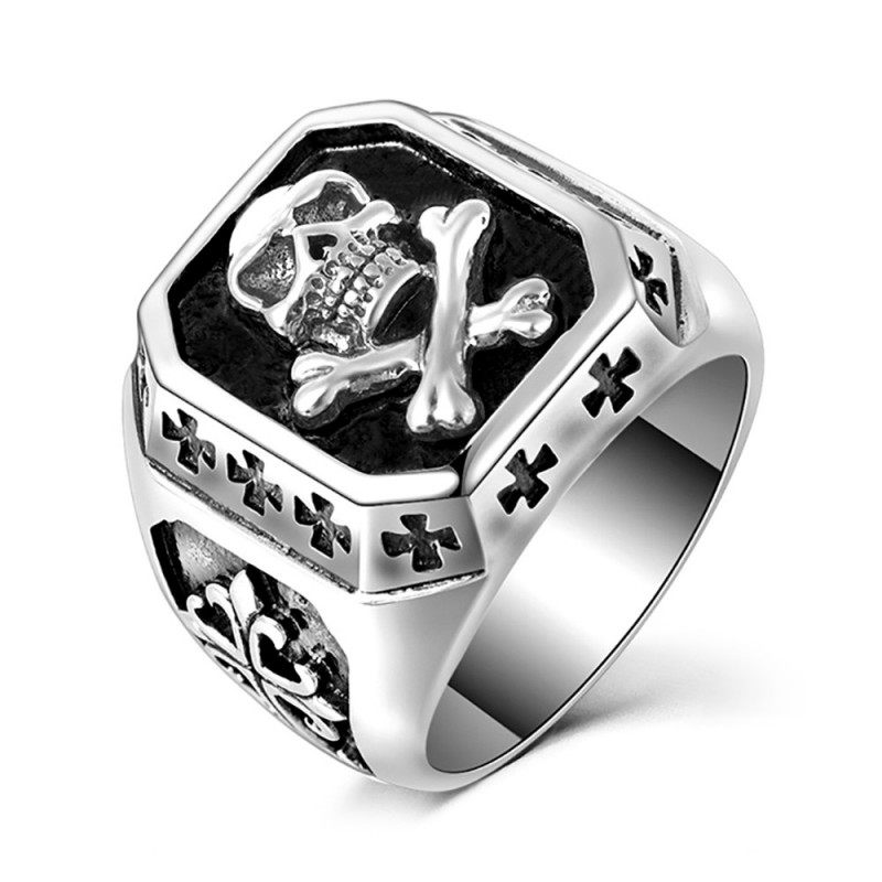 BA0202 BOBIJOO Jewelry Anello anello teschio Biker Triker Croce di Malta