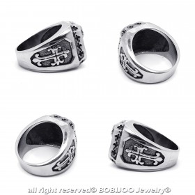 BA0202 BOBIJOO Jewelry Ring Siegelring totenkopf Biker Triker Kreuz Malta