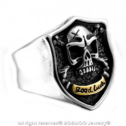BA0274 BOBIJOO Jewelry Anillo Anillo anillo del Cráneo del Motorista de la bandera pirata Cabeza de la Muerte de Acero de Oro