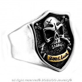 BA0274 BOBIJOO Jewelry Ring Siegelring Schädel Biker Wadenlang totenkopf Edelstahl Gold