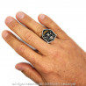 BA0274 BOBIJOO Jewelry Ring Signet ring Skull Biker Crossbones Death's Head Steel Gold