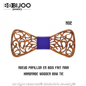 Noeud Papillon Bois Teck Dentelle Arabesque bobijoo