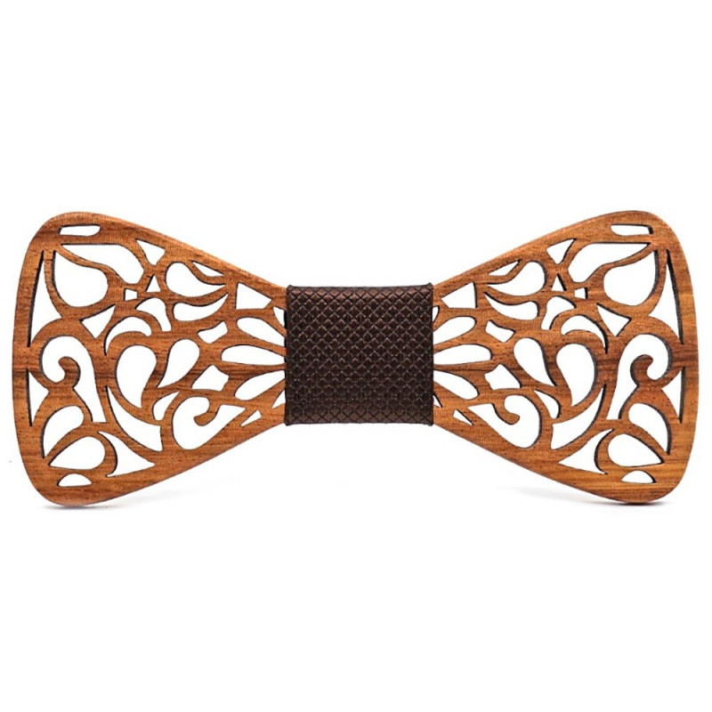 Noeud Papillon Bois Teck Dentelle Arabesque bobijoo