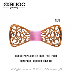 Noeud Papillon Bois Teck Dentelle Arabesque bobijoo