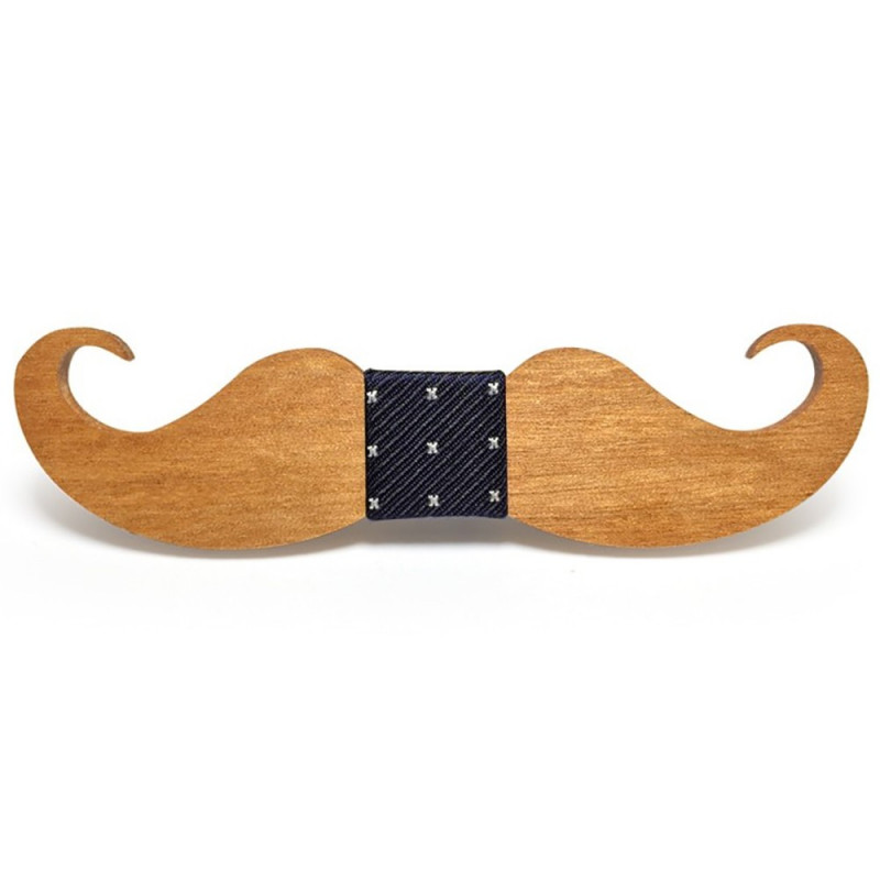 NP0045 BOBIJOO Jewelry Bow Tie Light Wood Mustache Handmade