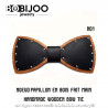 NP0049 BOBIJOO Jewelry Fliege Abends Holz-Leder-Schwarz-Biker SM