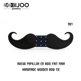 NP0043 BOBIJOO Jewelry Papillon In Legno Scuro, I Baffi Fatti A Mano