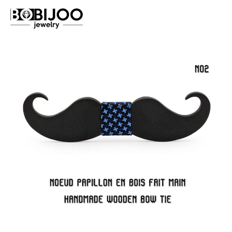 BOBIJOO Jewelry N02 Hand-Made Adjustable Man-in-The Choice Gentleman Tie Bow tie Dark Wood Moustache