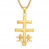 PE0156 BOBIJOO Jewelry Anhänger Kreuz von Caravaca Stahl Vergoldet + Kette