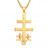 Pendentif Croix de Caravaca Acier Plaqué Or + Chaîne bobijoo